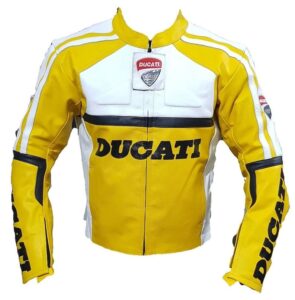 DUCATI MOTORBIKE LEATHER JACKET YELLOW