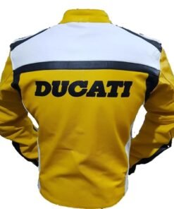 DUCATI MOTORBIKE LEATHER JACKET YELLOW