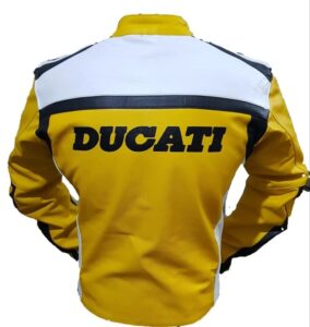 DUCATI MOTORBIKE LEATHER JACKET YELLOW