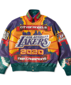 X Lakers 2020 Bomber Jacket Purple Los Angeles Lakers NBA Champions 2020 City Of Angeles Basket Ball Leather Jacket