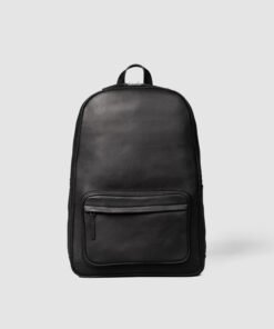 The Philos Midnight Blue Leather Backpack Black