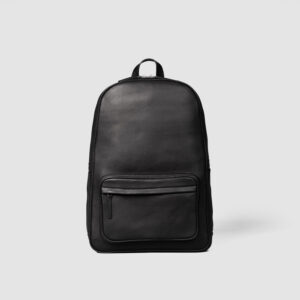 The Philos Midnight Blue Leather Backpack Black
