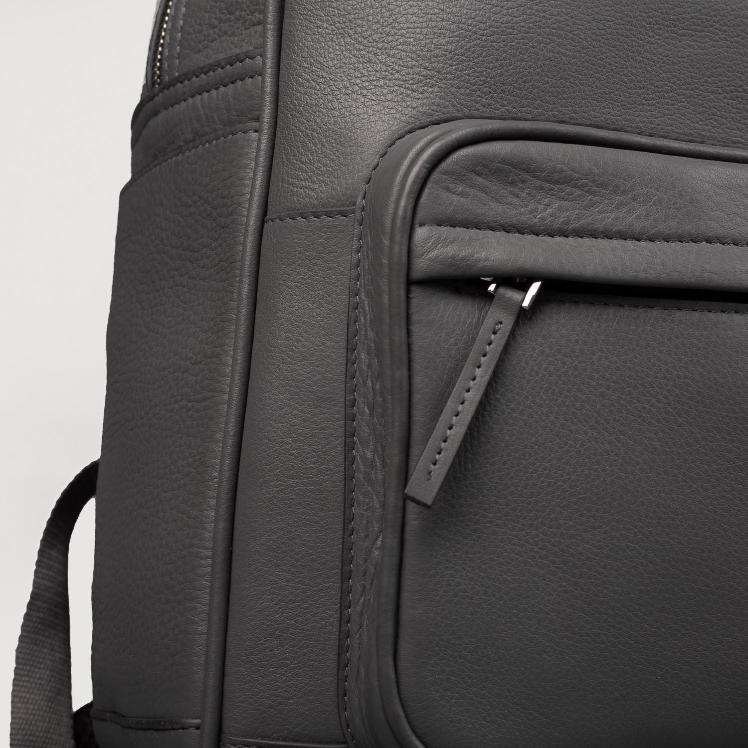 The Philos Midnight Blue Leather Backpack Grey
