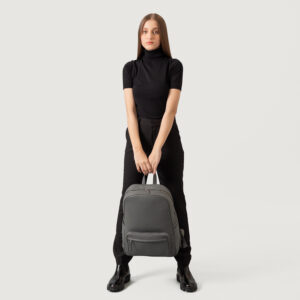 The Philos Midnight Blue Leather Backpack Grey