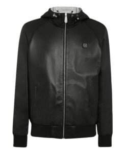 PHILIPP PLEIN LEATHER HOODED JACKET