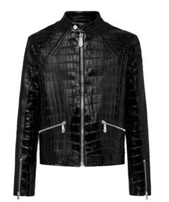 PHILIPP PLEIN LEATHER CROCODILE JACKET LUXURY