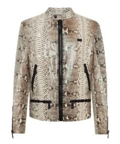 PHILIPP PLEIN PYTHON LEATHER MOTO JACKET LUXURY