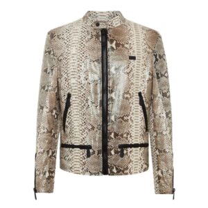 PHILIPP PLEIN PYTHON LEATHER MOTO JACKET LUXURY