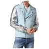 PHILIPP PLIEN WOOLEN CLOTH BIKER WITH LEATHER ARMS GRAPHIC PLEIN - Side View