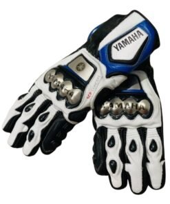 Yamaha R1 R4 Blue Motorbike Riding Leather Motorcycle Gloves