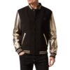 PHILIPP PLEIN WOOL COLLEGE BOMBER JACKET WITH LEATHER ARMS - Side View