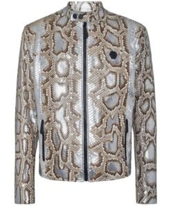 PYTHON LEATHER MOTO JACKET