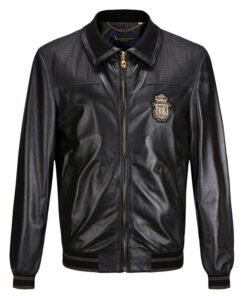 BILLIONAIRE LEATHER BOMBER CREST