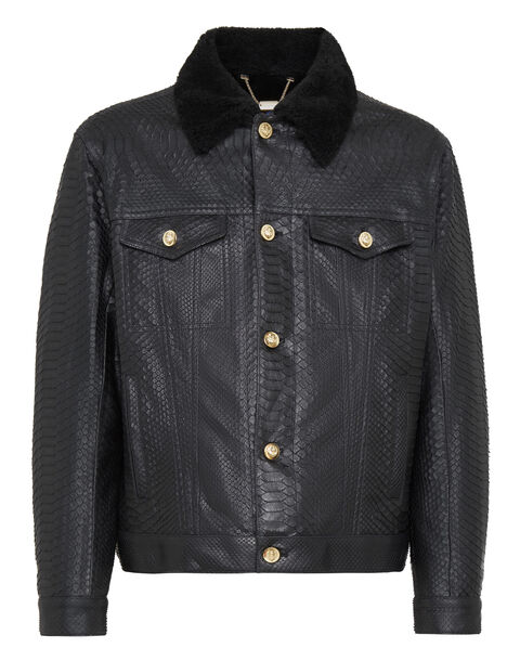 BILLIONAIRE LEATHER JACKET WITH PYTHON LUXURY
