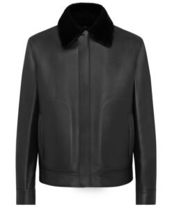 BILLIONAIRE LEATHER  BLOUSON WITH FUR COLLAR CREST