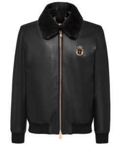 BILLIONAIRE LEATHER BOMBER WITH REAL FUR