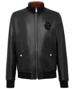 BILLIONAIRE HIGH COLLAR LEATHER BOMBER