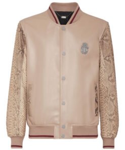 BILLIONAIRE PYTHON LEATHER MIX BOMBER