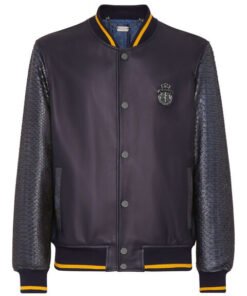 BILLIONAIRE PYTHON LEATHER MIX BOMBER