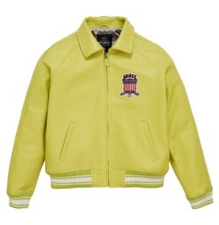 Avirex Leather Jacket Limeaide Yellow