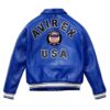 Avirex Leather Jacket Mazarine Blue - Side View
