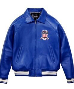 Avirex Leather Jacket Mazarine Blue