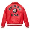 Red Avirex Leather Jacket Salvage Red - Side View