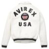 White Avirex Leather Jacket Snow White - Side View