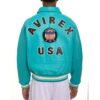 Avirex Leather Jacket Turquoise - Back View