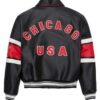 Black Avirex Chicago USA Leather Jacket Black & Red - Side View