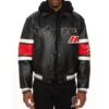 Black Avirex Chicago USA Leather Jacket Black & Red - Product View