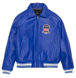 Avirex Leather Jacket Cobalt