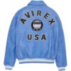 Avirex Denim Blue Leather Jacket - Side View