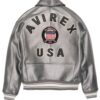 Avirex Metallic Silver Leather Jacket - Side View