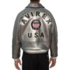 Avirex Metallic Silver Leather Jacket - Back View