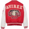 Red AVIREX Wild Cat Varsity Leather Jacket - Side View