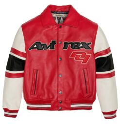 AVIREX LEGEND LEATHER JACKET RED, BLACK & WHITE