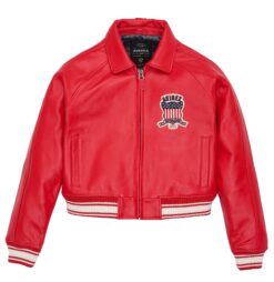 AVIREX CROPPED RED ICON LEATHER JACKET