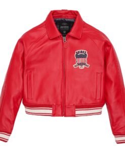 AVIREX CROPPED RED ICON LEATHER JACKET