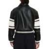 Black AVIREX CROPPED BLACK ICON LEATHER JACKET - Back View