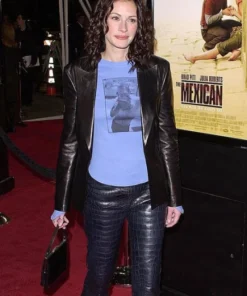 JULIA ROBERTS LEATHER BLAZER