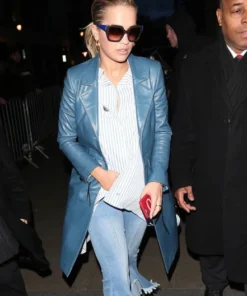RITA ORA LEATHER LONG COAT