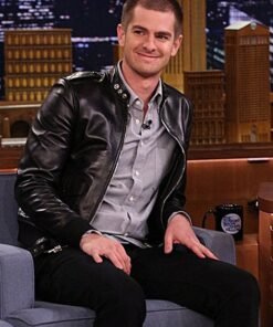 ANDREW GARFIELD THE TONIGHT SHOW LEATHER JACKET