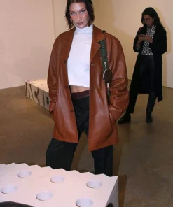 BELLA HADID LEATHER TRENCH COAT