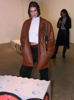 BELLA HADID LEATHER TRENCH COAT