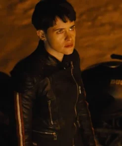 CLAIRE FOY THE GIRL IN THE SPIDER'S WEB LEATHER JACKET