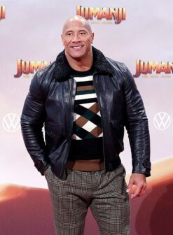 Dwayne Johnson Black Leather Jacket