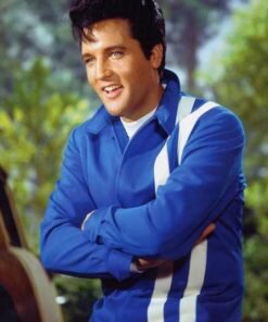 ELVIS PRESLEY SPEEDWAY BLUE LEATHER JACKET