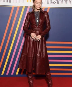 GIGI HADID LEATHER LONG COAT