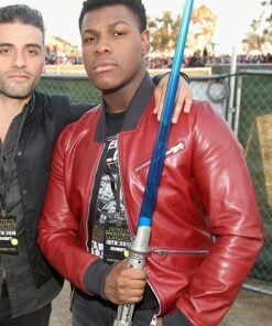 JOHN BOYEGA LEATHER JACKET RED